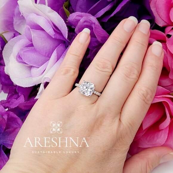 5 Carat Cushion Cut Lab Created Diamond Engagement Ring Promise Wedding Ring - Picture 8 of 13